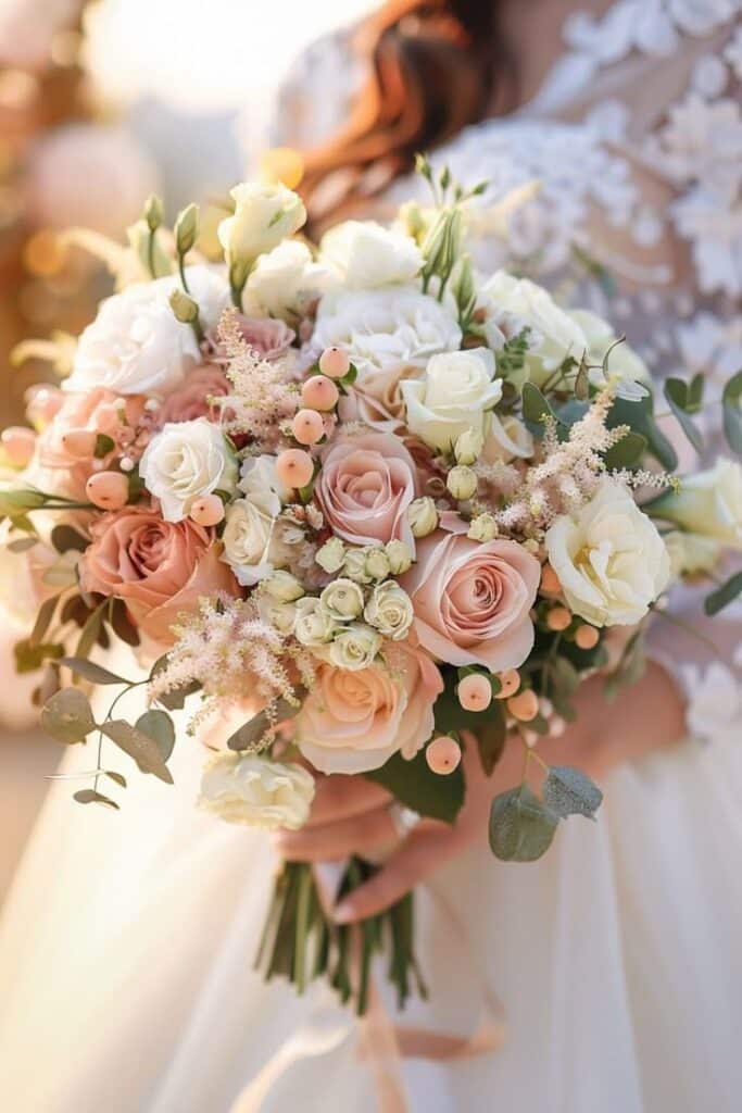 Blush Ivory Rose Wedding Bouquet 2025 Dream Floral Inspiration | Sky Rye Design
