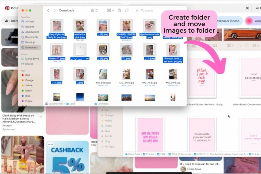 Organize images by creating and moving them into a dedicated folder for better file management.