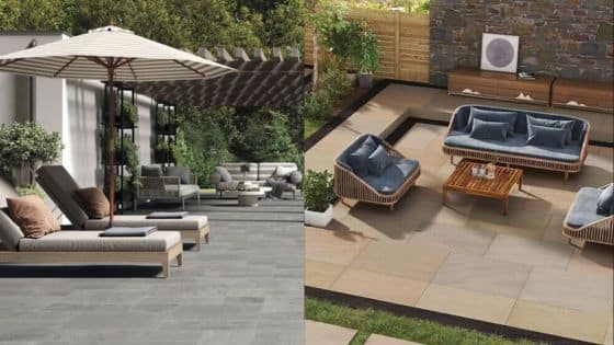 How to Choose Porcelain Paving for Small Gardens Modern outdoor patio with stylish lounge chairs, umbrellas, and cozy seating areas, perfect for relaxation and entertaining. | Sky Rye Design Modern outdoor patio with stylish lounge chairs, umbrellas, and cozy seating areas, perfect for relaxation and entertaining.