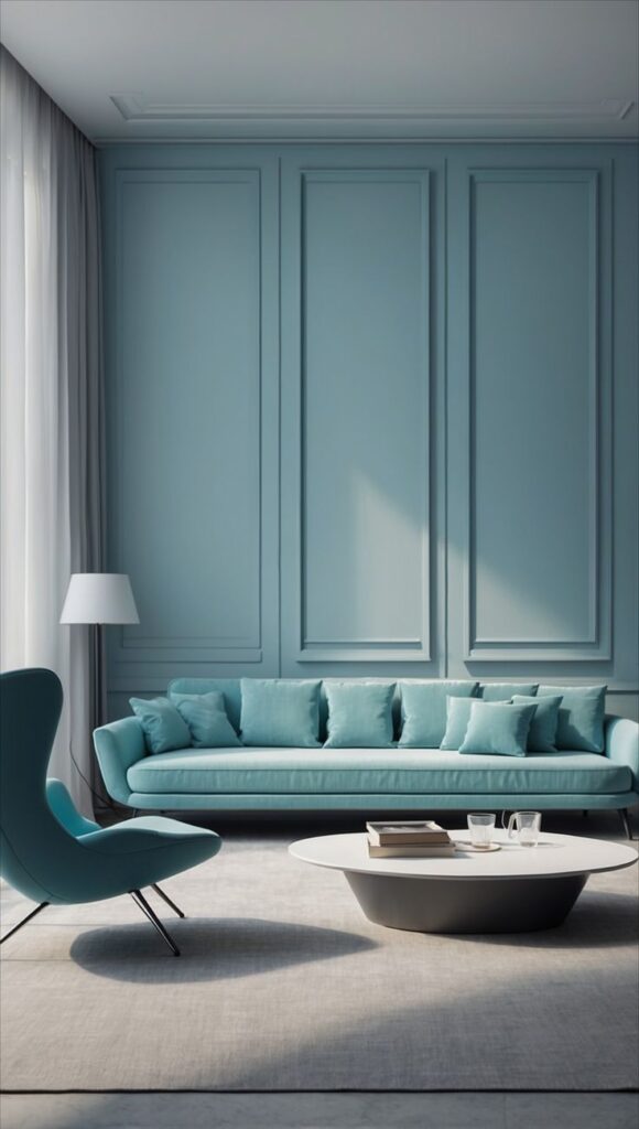 Minimalistic Cyan Interior 💠 | Sky Rye Design Pantone