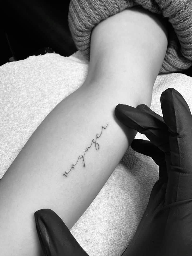 Script tattoo for the fine line lovers ✨ | Sky Rye Design