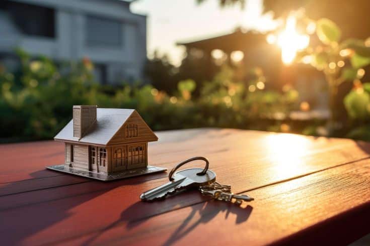 Should You Rent From a Private Landlord_ Miniature house with keys on a table in sunlight, symbolizing real estate or homeownership. | Sky Rye Design Miniature house with keys on a table in sunlight, symbolizing real estate or homeownership.