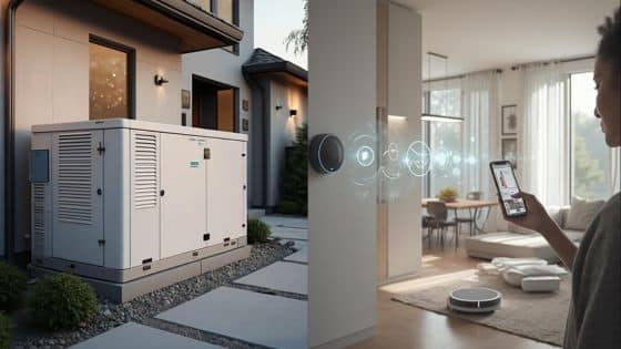 Home generator and smart home technology integration for energy efficiency and remote control innovations.