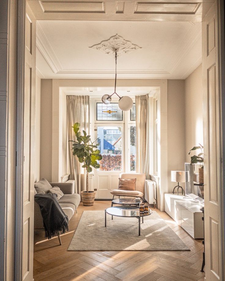 _ 14 Bright modern living room with cozy furniture, large windows, and natural light. Elegant decor and indoor plants. | Sky Rye Design Bright modern living room with cozy furniture, large windows, and natural light. Elegant decor and indoor plants.