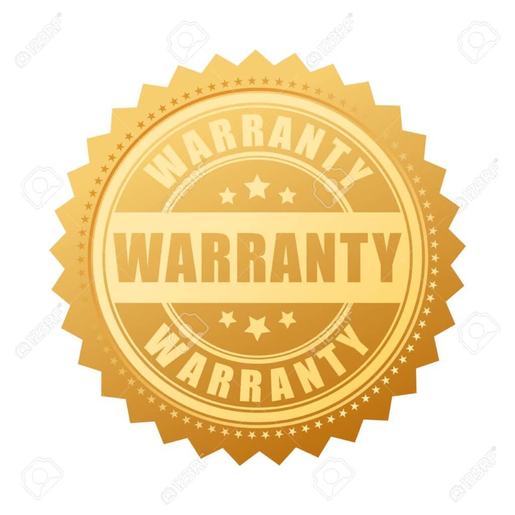 Warranty gold vector seal Gold warranty seal with star designs indicating quality assurance and guarantee for products or services. | Sky Rye Design Gold warranty seal with star designs indicating quality assurance and guarantee for products or services.