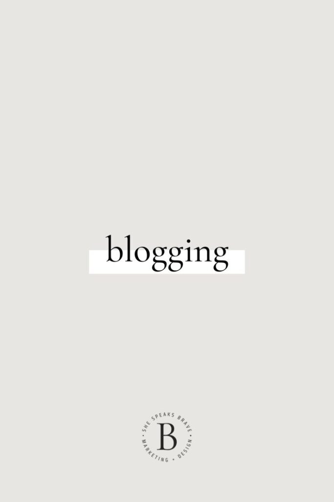 Text image with blogging in black font on a minimalist background, promoting content creation and digital marketing.