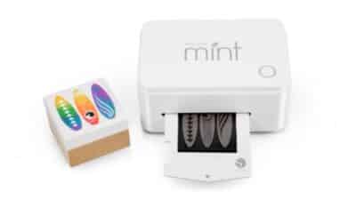 Compact Silhouette Mint stamp maker with custom stamp design, perfect for personalized DIY projects and creative printing.