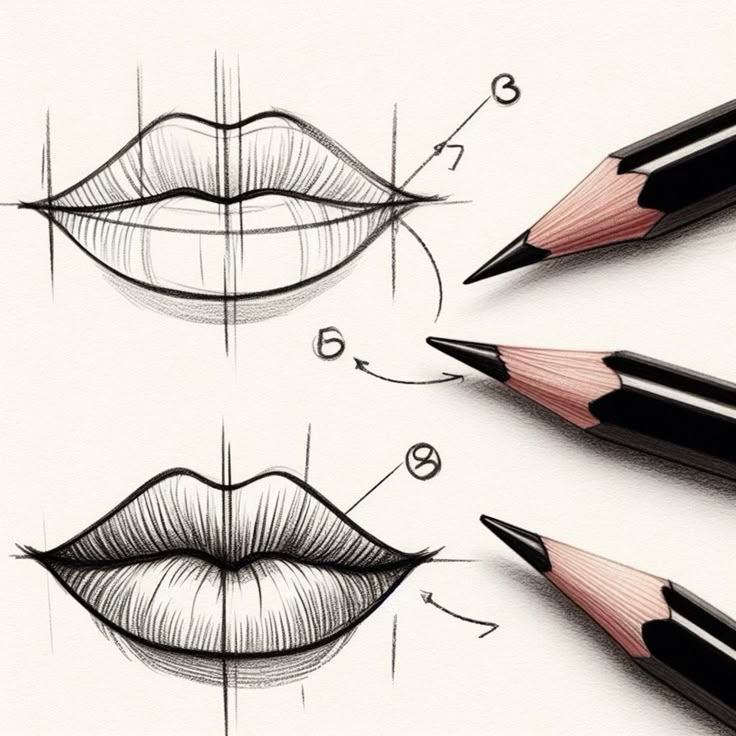How to draw a mouth _ easy lips sketching simple tutorial ✏️👄🍒 | Sky Rye Design