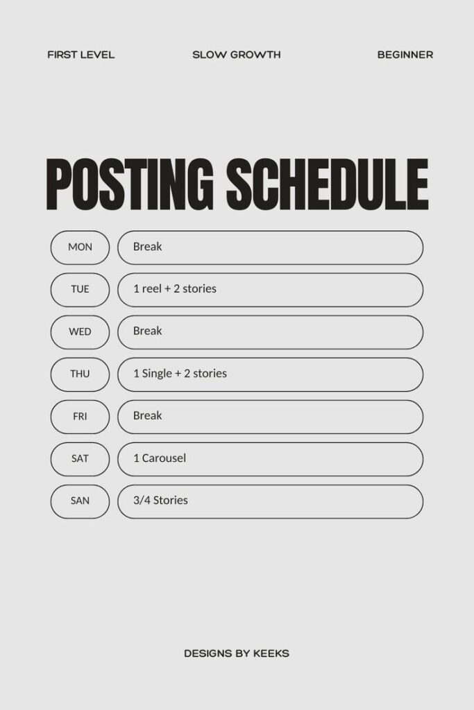 Weekly social media posting schedule for beginners by Designs by Keeks.