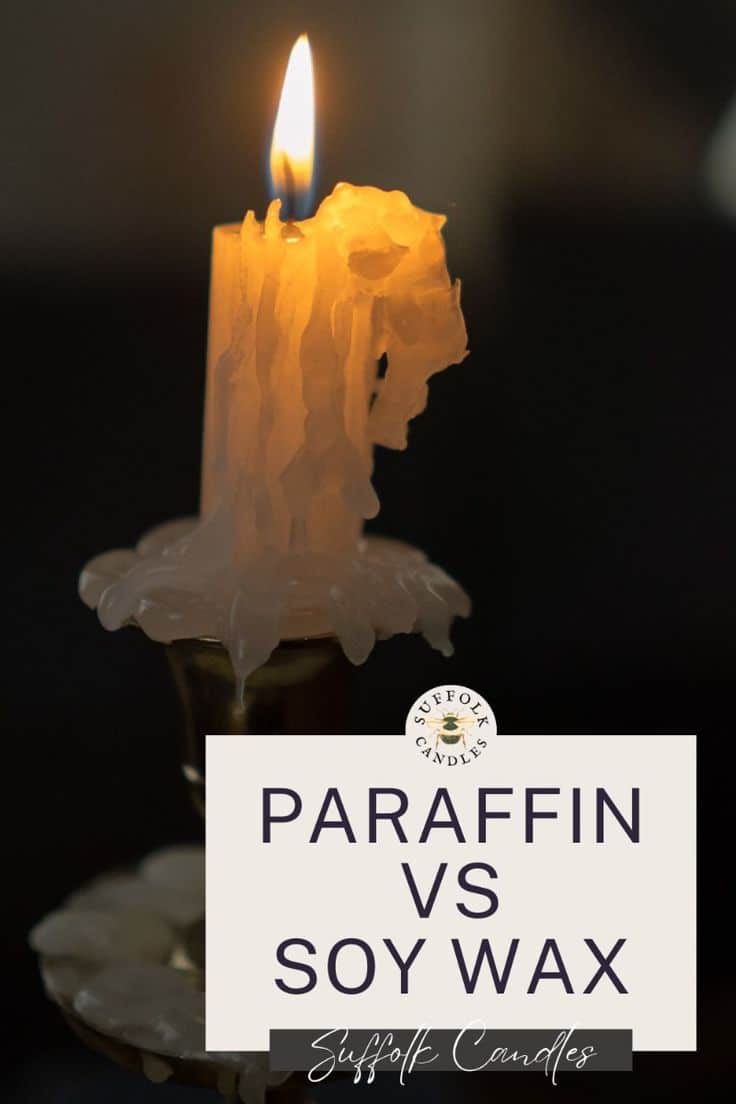 Is Paraffin Wax Toxic - Find out the TRUTH Melting candle with flame, focusing on paraffin vs soy wax debate. Suffolk Candles brand. | Sky Rye Design Melting candle with flame, focusing on paraffin vs soy wax debate. Suffolk Candles brand.