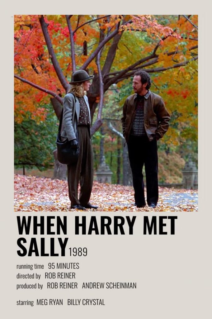 When Harry Met Sally 1989 movie poster with two people standing in front of autumn trees.