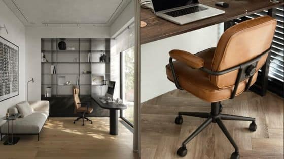 Viewing Deck Blog 1 Modern home office with a sleek desk, ergonomic chair, and open shelving, featuring a large window for natural light. | Sky Rye Design Modern home office with a sleek desk, ergonomic chair, and open shelving, featuring a large window for natural light.