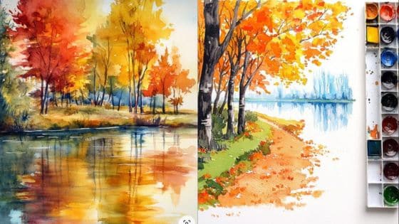 Viewing Deck Blog - 2025-08-20T224130456 Colorful autumn landscape paintings with trees by a lake, vibrant fall foliage, and watercolor palette. | Sky Rye Design Colorful autumn landscape paintings with trees by a lake, vibrant fall foliage, and watercolor palette.