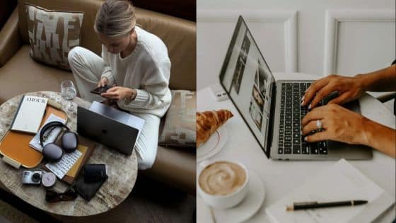 Viewing Deck Blog - 2025-08-28T120000794 Woman working on laptop, smartphone by her side; coffee, croissant, and stationery nearby. Cozy remote work setup. | Sky Rye Design Woman working on laptop, smartphone by her side; coffee, croissant, and stationery nearby. Cozy remote work setup.