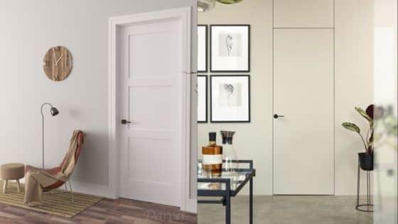 Viewing Deck Blog 3 Modern interior design: white door with chair on left side, minimalist decor with table and art on right side. | Sky Rye Design Modern interior design: white door with chair on left side, minimalist decor with table and art on right side.