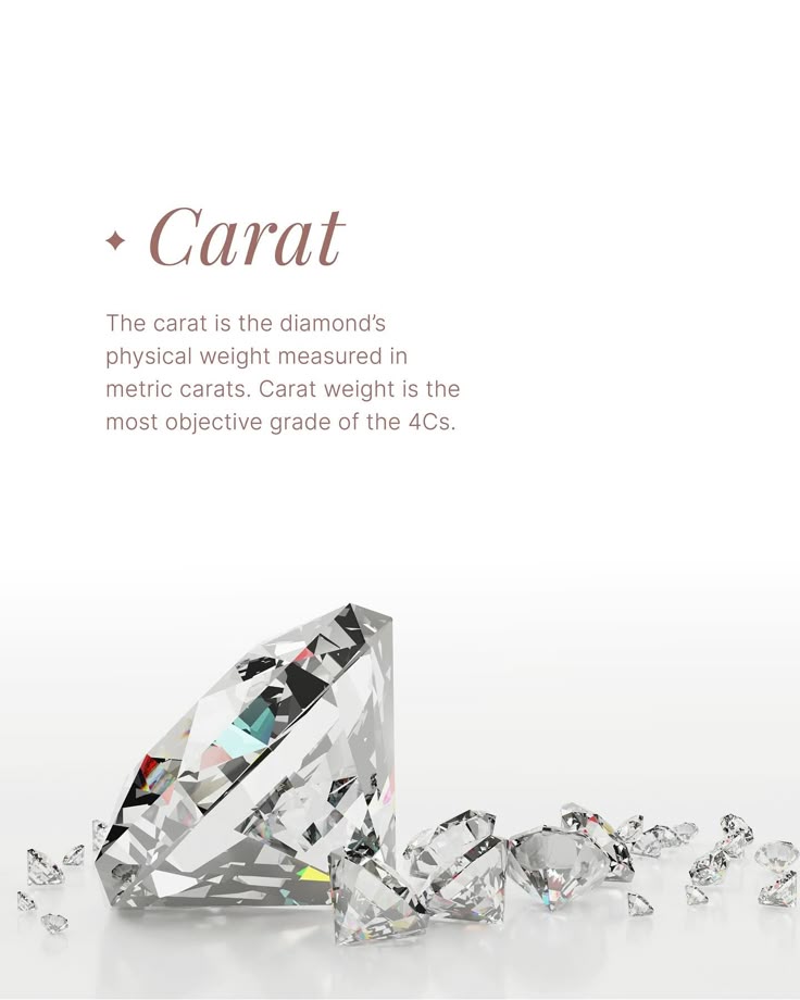 tyrnrwy Large diamond with smaller diamonds illustrating the concept of carat weight, an objective grade of the 4Cs in gemology. | Sky Rye Design Large diamond with smaller diamonds illustrating the concept of carat weight, an objective grade of the 4Cs in gemology.