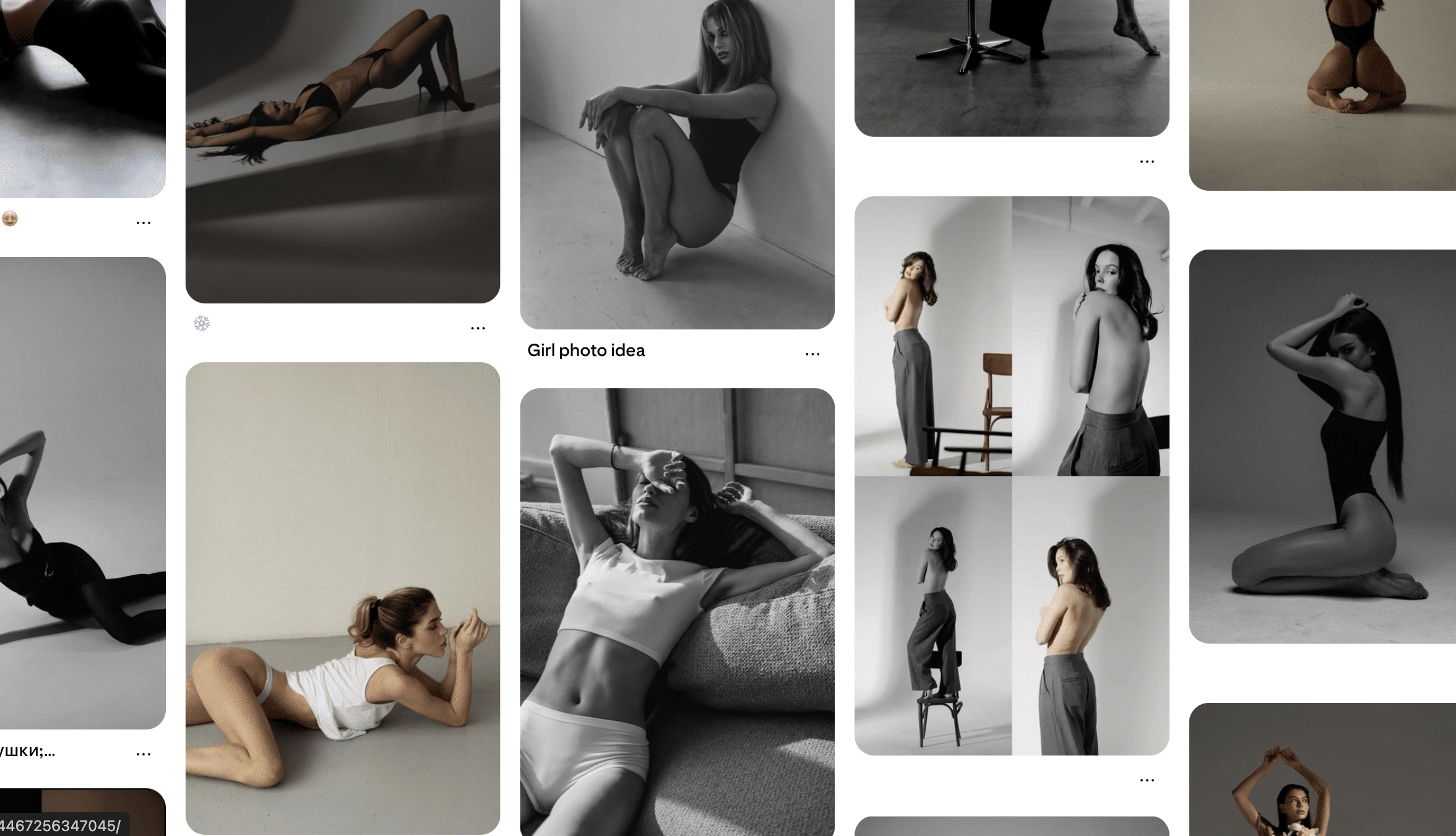 Collage of women posing in stylish black and white outfits, showcasing artistic and elegant fashion photography.