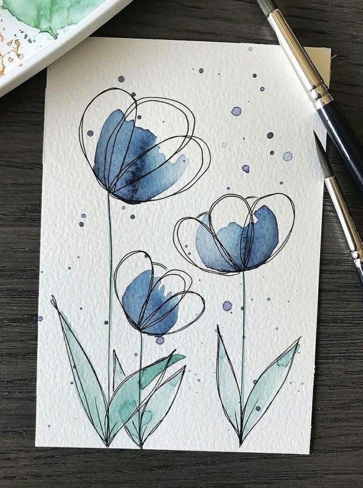 0509e785a6dd7546b23b3071c45bdf34 Watercolor floral artwork with blue and green hues, featuring three abstract flowers and paint splatters on paper. | Sky Rye Design Watercolor floral artwork with blue and green hues, featuring three abstract flowers and paint splatters on paper.