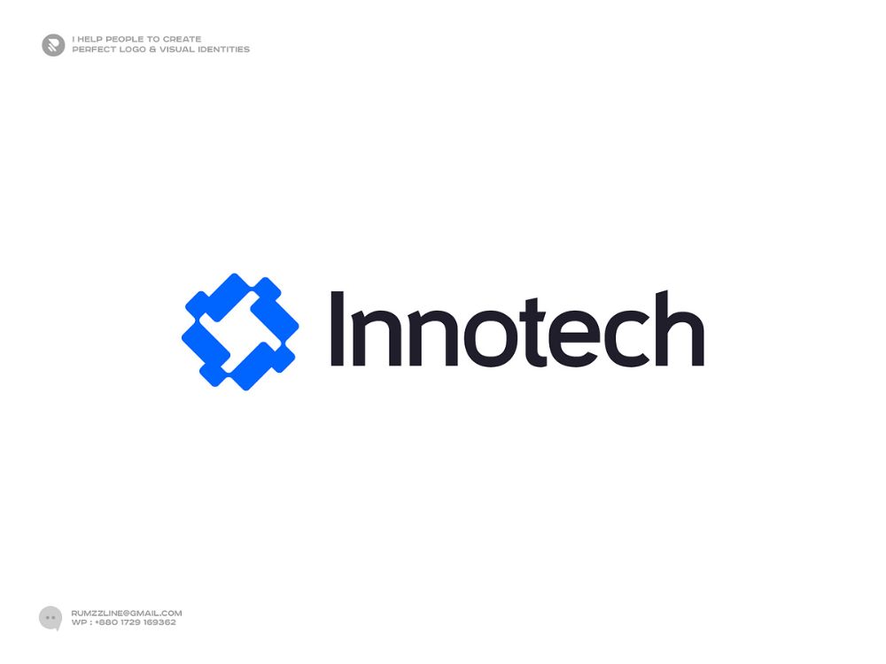 Innotech logo with blue abstract design and modern font on a white background.