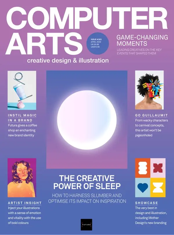 Cover of Computer Arts magazine featuring creative design and illustration topics, including the power of sleep.