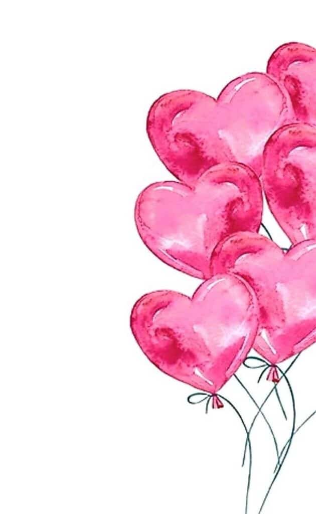 Heart-shaped pink balloons illustration on white background, perfect for Valentine's Day and romantic designs.