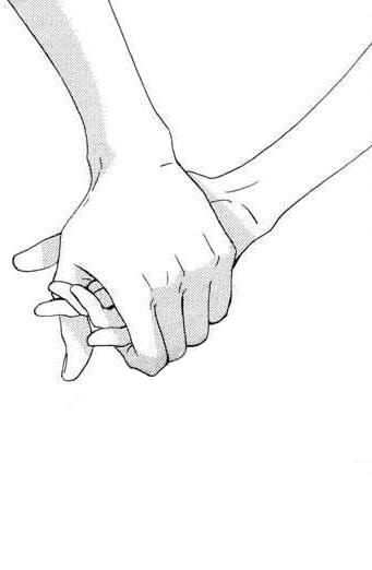 Illustration of two hands entwined, symbolizing love and connection, on a white background.
