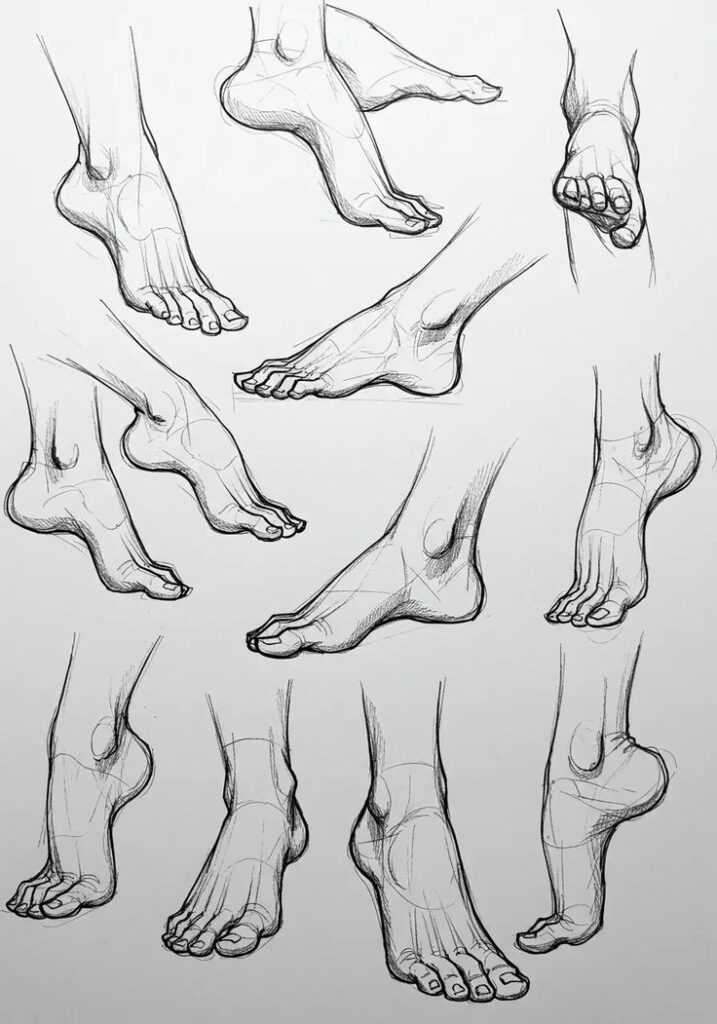 19 Essential Pencil Drawing Tips For Stunning Sketches Illustration of detailed foot sketches showcasing various angles and positions, emphasizing anatomy and structure. | Sky Rye Design Illustration of detailed foot sketches showcasing various angles and positions, emphasizing anatomy and structure.