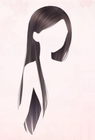 Illustration of long, straight brown hair on a faceless figure with a light pink background.
