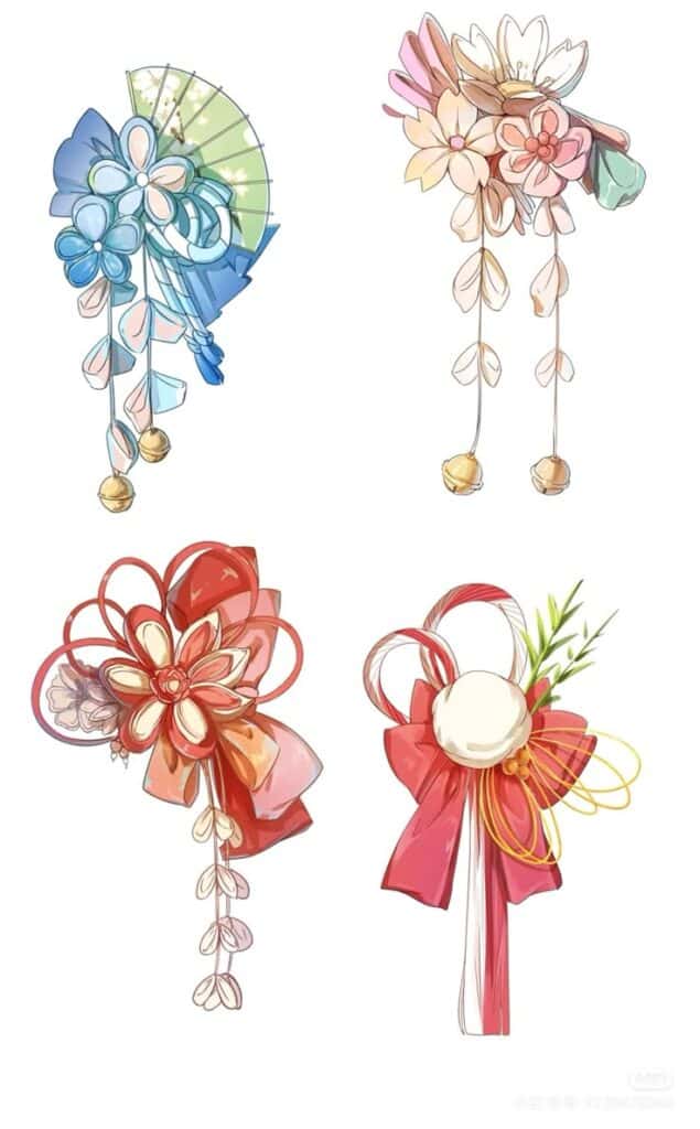 35 CM_池皖发布了一篇小红书笔记快来看吧 😆 RjltYO8Zs0WsPUD 😆 Four colorful, intricate hair accessories with floral designs and bells, perfect for traditional or festive attire. | Sky Rye Design Four colorful, intricate hair accessories with floral designs and bells, perfect for traditional or festive attire.