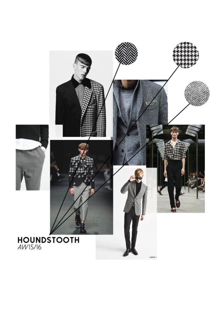 Collage of men's fashion featuring houndstooth patterns for Autumn/Winter 15/16 collection.