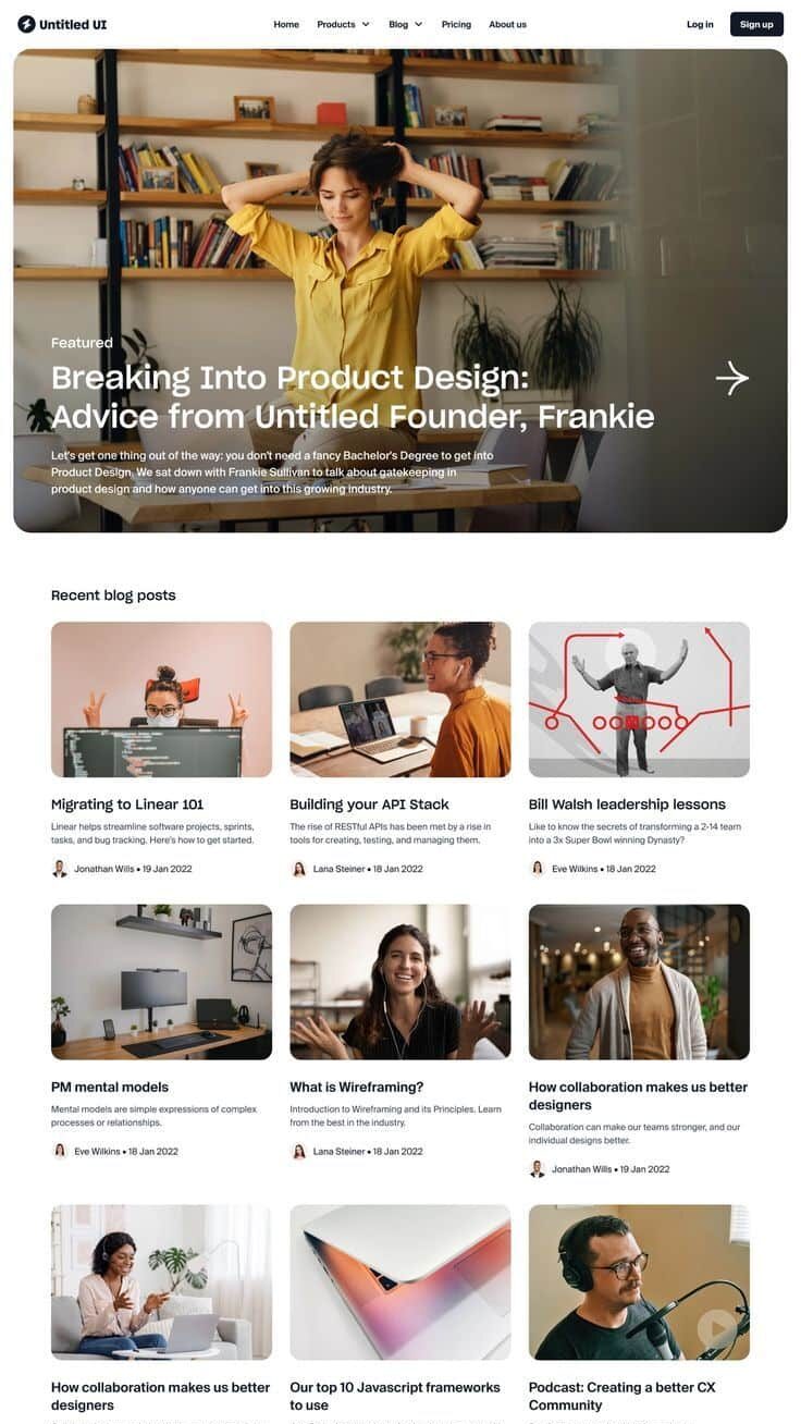 56b2f3a18cba59a10d8b2c6753ef56ed Modern website homepage featuring articles on product design and development. | Sky Rye Design Modern website homepage featuring articles on product design and development.