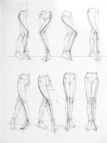 Sketch of human legs in various poses, showcasing anatomy and movement for art and drawing practice.