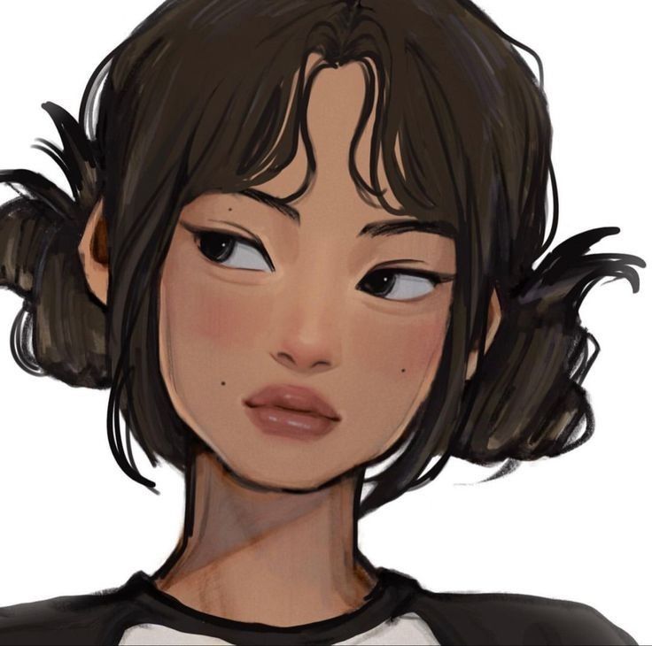 816d4d3a-7c3d-4144-8d83-605bae417548 A digital illustration of a girl with dark hair, wearing a white shirt, looking to the side with a neutral expression. | Sky Rye Design A digital illustration of a girl with dark hair, wearing a white shirt, looking to the side with a neutral expression.