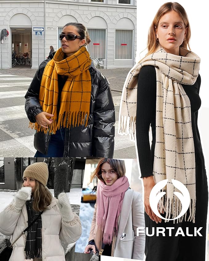 81Huw72zpdL_AC_SX679_ Women wearing stylish checked scarves in urban and winter settings by Furtalk. | Sky Rye Design Women wearing stylish checked scarves in urban and winter settings by Furtalk.