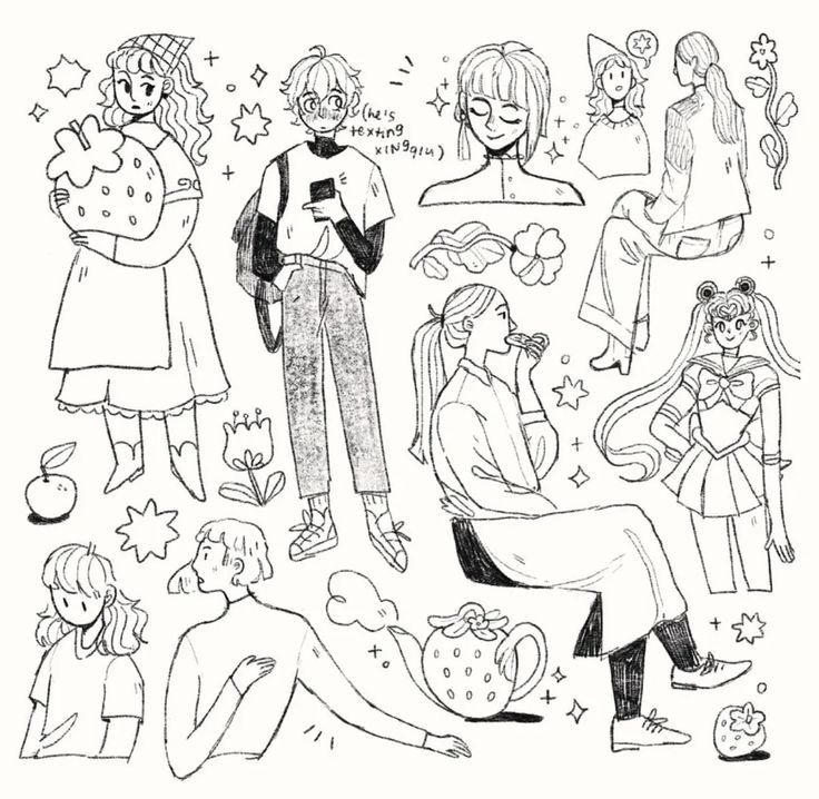 9d6a5c0a-64ec-45ed-a7a8-67c6bb6b9fc2 Whimsical black-and-white sketch with diverse characters, flowers, and magical elements creating an artistic, playful scene. | Sky Rye Design Whimsical black-and-white sketch with diverse characters, flowers, and magical elements creating an artistic, playful scene.