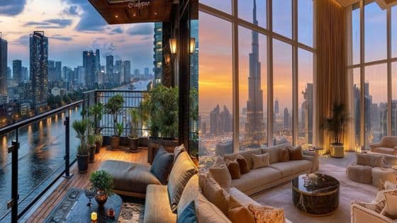 Bangkok Condo Design Tips To Instantly Boost Property Value Luxurious high-rise balcony and interior with stunning city skyline views at sunset. | Sky Rye Design Luxurious high-rise balcony and interior with stunning city skyline views at sunset.
