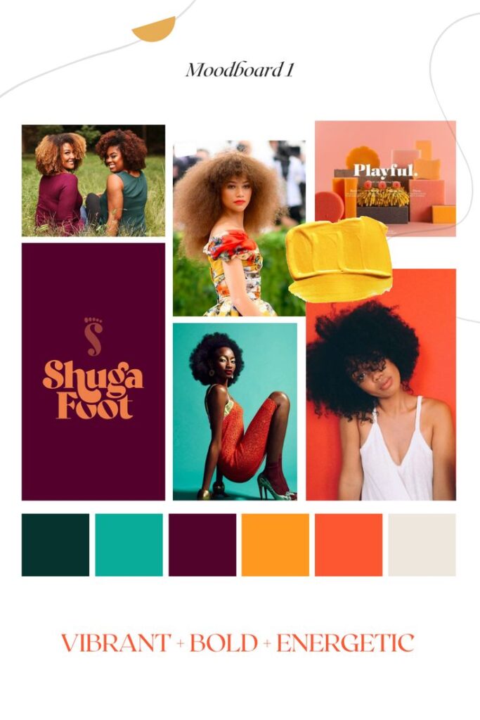 Vibrant and bold moodboard featuring stylish women, colorful palettes, and playful textures. Energetic design inspiration.