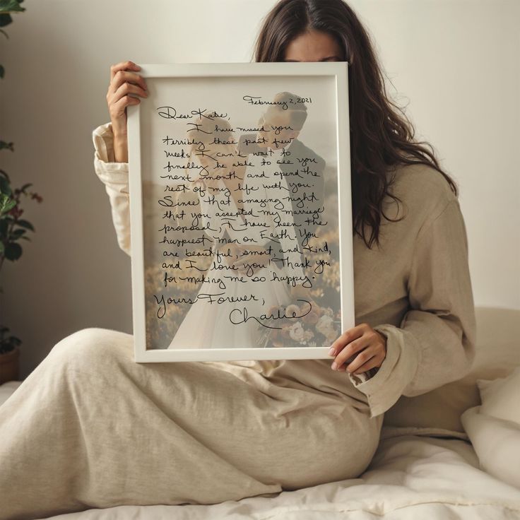 Graduation Gift for Son or Daughter Unique Gift for Partner Romantic Message Handwritten Style Letter Husband Gift Handwritten Letter - Etsy Person sitting and holding a framed handwritten letter; warm, cozy atmosphere. | Sky Rye Design Person sitting and holding a framed handwritten letter; warm, cozy atmosphere.