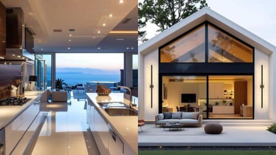 Improving Comfort Through Smart Home Upgrades Modern kitchen and living room in open-concept home, showcasing sleek design and stunning interior decor. | Sky Rye Design Modern kitchen and living room in open-concept home, showcasing sleek design and stunning interior decor.