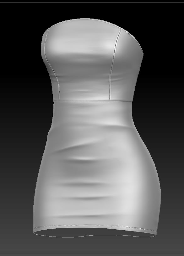 Marvelous Designer _ Blender _ Zbrush Strapless silver mini dress with form-fitting design on black background. Ideal for elegant occasions and fashion highlights. | Sky Rye Design Strapless silver mini dress with form-fitting design on black background. Ideal for elegant occasions and fashion highlights.