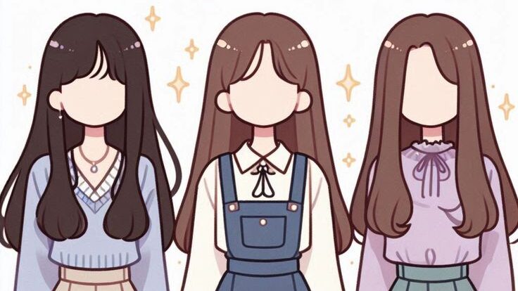 Outfit ideas 5 Anime-style illustration of three faceless girls in pastel outfits, showcasing trendy skirts and tops. | Sky Rye Design Anime-style illustration of three faceless girls in pastel outfits, showcasing trendy skirts and tops.