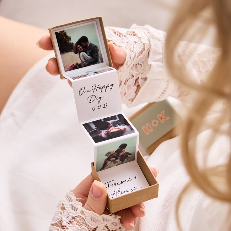 Personalised Wedding Memory Token Box Romantic pop-up photo box with wedding memories and heartfelt messages, date 12.07.22. | Sky Rye Design Romantic pop-up photo box with wedding memories and heartfelt messages, date 12.07.22.