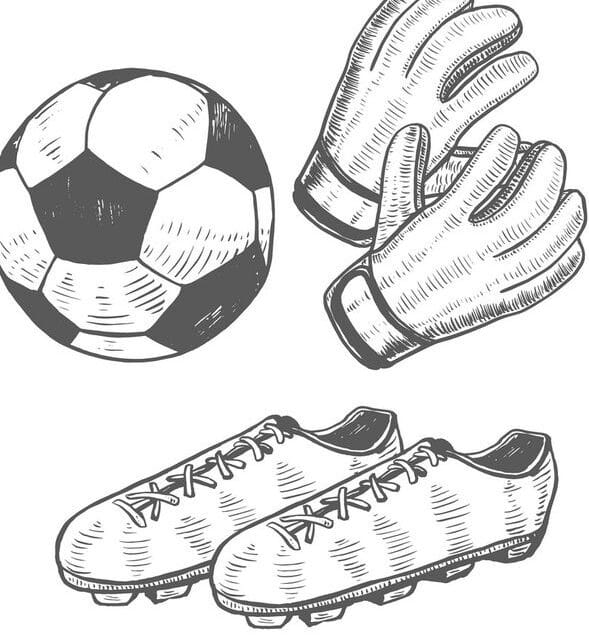 Soccer Gloves Shoes - Hand-Drawn Style Vector Image on VectorStock Hand-drawn soccer ball, cleats, and gloves illustration on a white background. Perfect for sports-related designs. | Sky Rye Design Hand-drawn soccer ball, cleats, and gloves illustration on a white background. Perfect for sports-related designs.