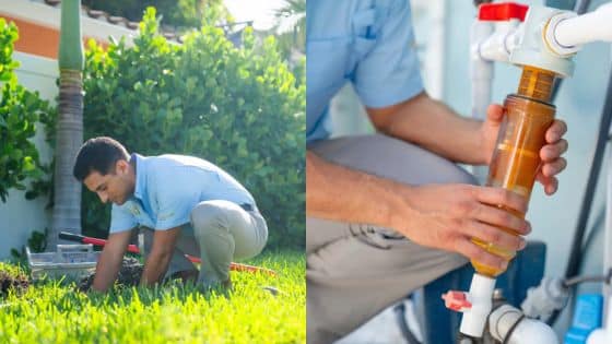 The Hidden System That Keeps Sprinklers Running All Season Long Professional plumber fixing outdoor pipe system and installing water filter in residential garden. | Sky Rye Design Professional plumber fixing outdoor pipe system and installing water filter in residential garden.