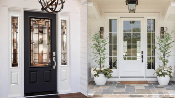Viewing Deck Blog 2 Modern black and white front doors with glass panels; stylish entrances with decorative sidelights and transom windows. | Sky Rye Design Modern black and white front doors with glass panels; stylish entrances with decorative sidelights and transom windows.