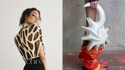 Fashion-forward designs featuring sculptural and intricate wearable art pieces.
