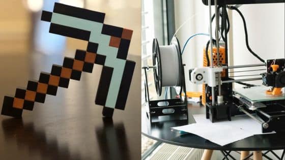 Viewing Deck Blog - 2025-09-23T105140120 Pixelated pickaxe and 3D printer on a table, showcasing gaming and technology fusion. | Sky Rye Design Pixelated pickaxe and 3D printer on a table, showcasing gaming and technology fusion.