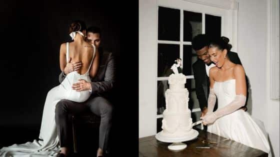 Viewing Deck Blog Elegant wedding couple embracing and cutting cake, celebrating their special day with style and romance. | Sky Rye Design Elegant wedding couple embracing and cutting cake, celebrating their special day with style and romance.