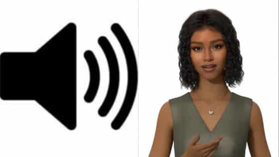 Viewing Deck Blog Illustration of a volume icon and a virtual avatar gesturing, signifying audio and interactive technology. | Sky Rye Design Illustration of a volume icon and a virtual avatar gesturing, signifying audio and interactive technology.