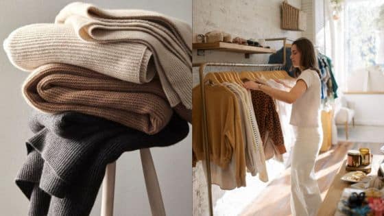 Viewing Deck Blog Stacked cozy knitwear and a woman browsing clothes in a boutique. Warm tones and stylish winter fashion. | Sky Rye Design Stacked cozy knitwear and a woman browsing clothes in a boutique. Warm tones and stylish winter fashion.
